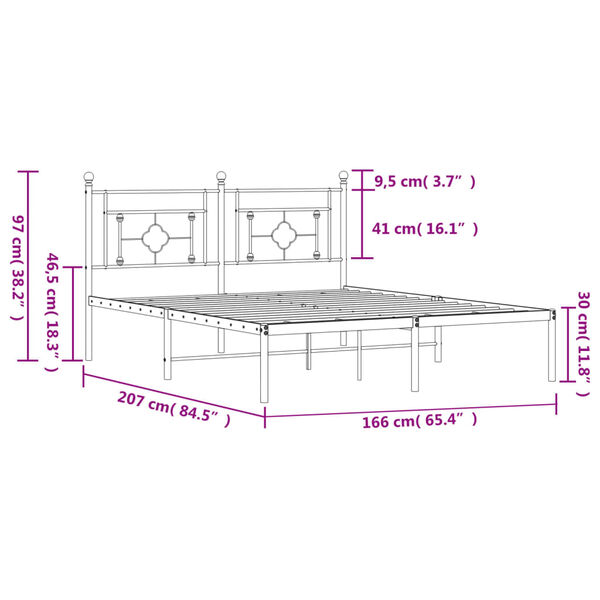 vidaXL Πλαίσιο Κρεβατιού με Κεφαλάρι Λευκό 160x200 εκ. Μεταλλικό
