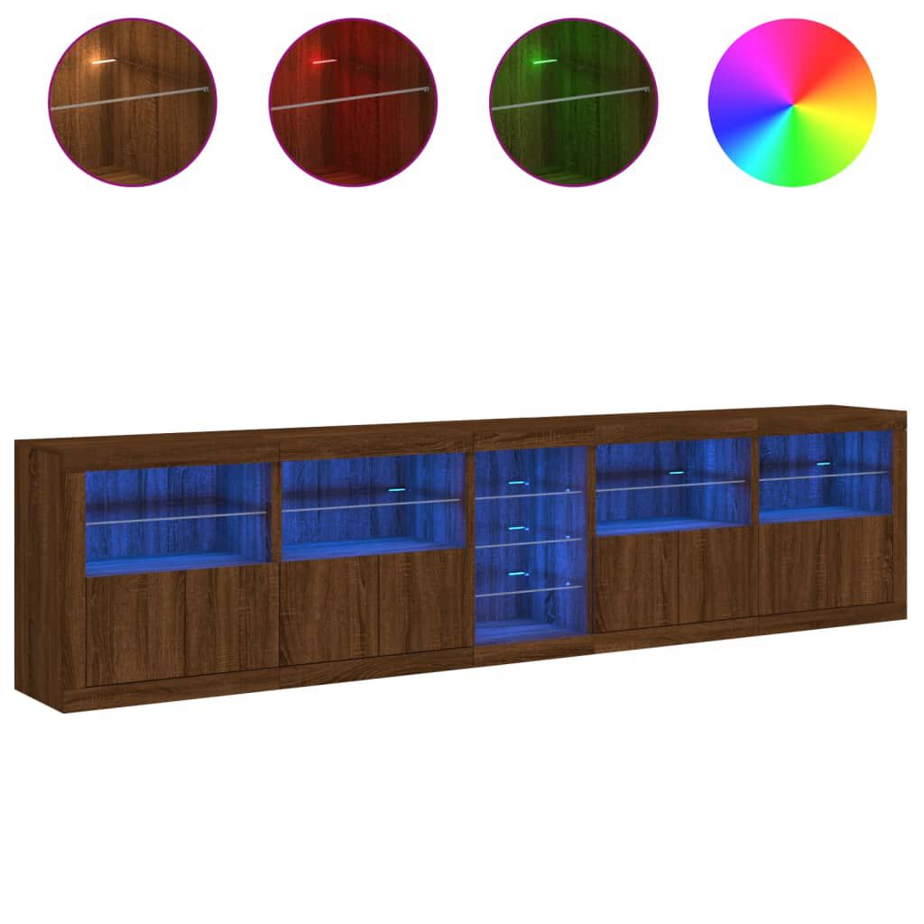 vidaXL Μπουφές με LED Καφέ Δρυς 283 x 37 x 67 εκ.