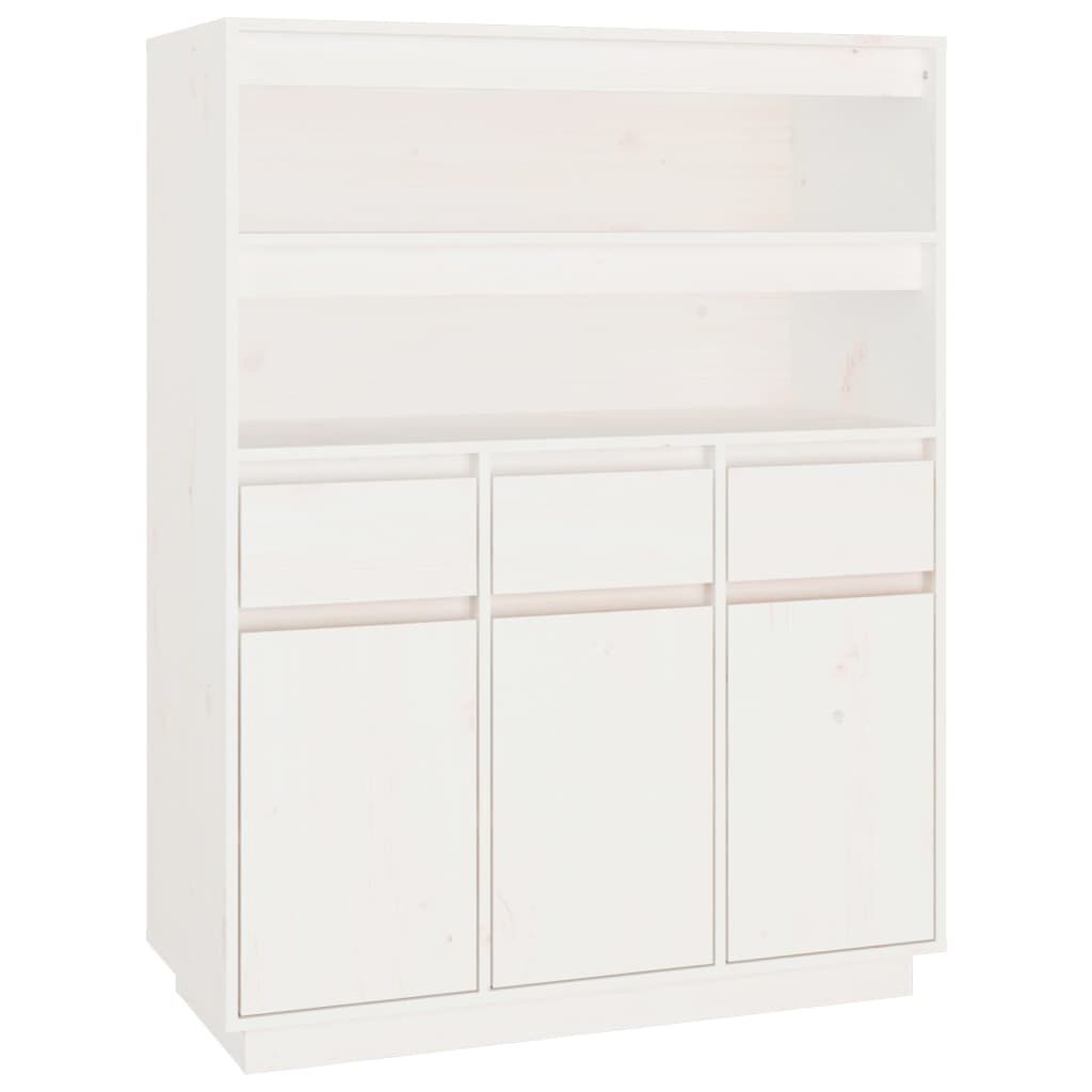 vidaXL Ντουλάπι Ψηλό Λευκό 89x40x116,5 εκ. από Μασίφ Ξύλο Πεύκου
