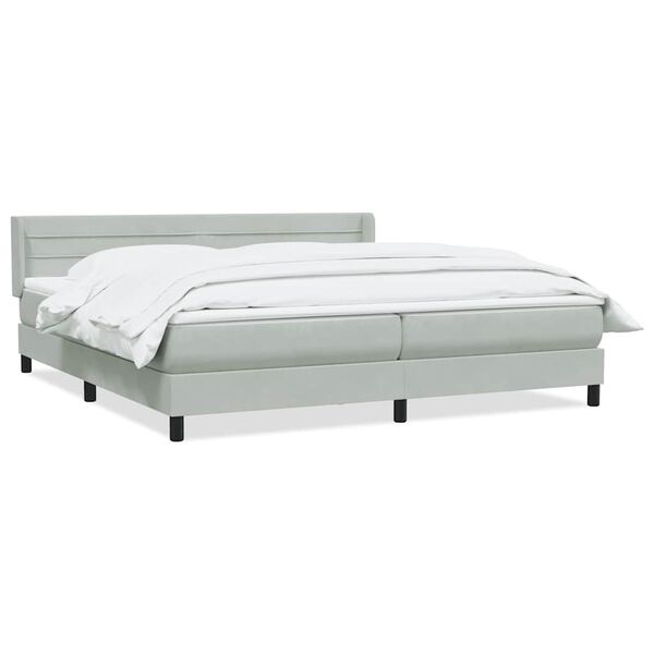 vidaXL Box Spring κρεβάτι με στρώμα ανοιχτό γκρι 200x210 cm Βελούδινο