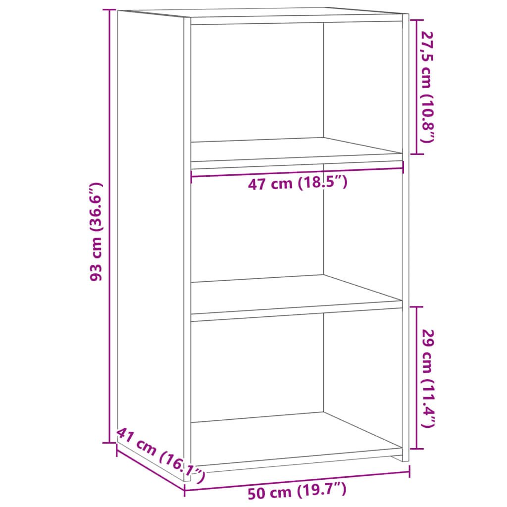 vidaXL Συρταριέρα Μαύρη 50x41x93 εκ. από Επεξεργασμένο Ξύλο