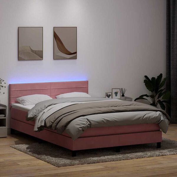 vidaXL &Kappa;&rho;&epsilon;&beta;ά&tau;&iota; Boxspring &mu;&epsilon; &Sigma;&tau;&rho;ώ&mu;&alpha; & LED &Rho;&omicron;&zeta; 160x210 &epsilon;&kappa;. &Beta;&epsilon;&lambda;&omicron;ύ&delta;&iota;&nu;&omicron;