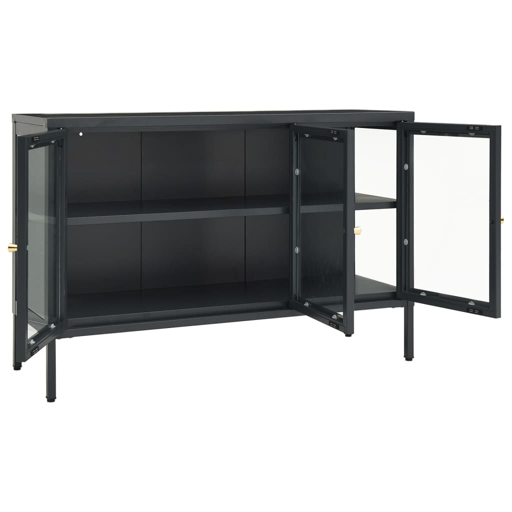 vidaXL Μπουφές Ανθρακί 105 x 35 x 70 εκ. από Ατσάλι και Γυαλί