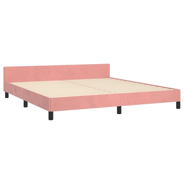 vidaXL Πλαίσιο Κρεβατιού με Κεφαλάρι Ροζ 180x200 εκ. Βελούδινο