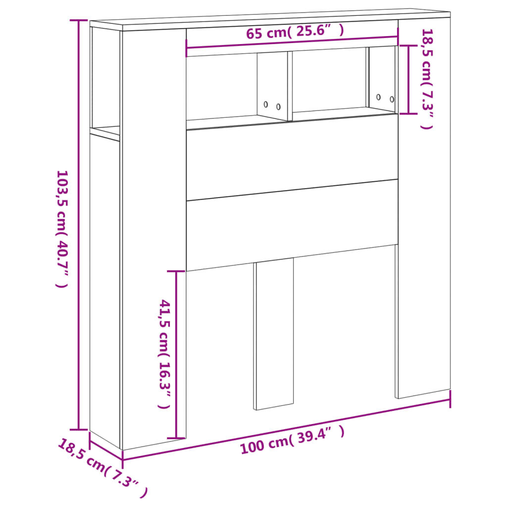 vidaXL Κεφαλάρι Κρεβατιού με LED Sonoma Δρυς 100x18,5x103,5 εκ