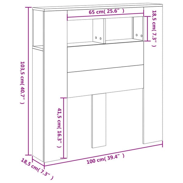 vidaXL Κεφαλάρι Κρεβατιού με LED Sonoma Δρυς 100x18,5x103,5 εκ