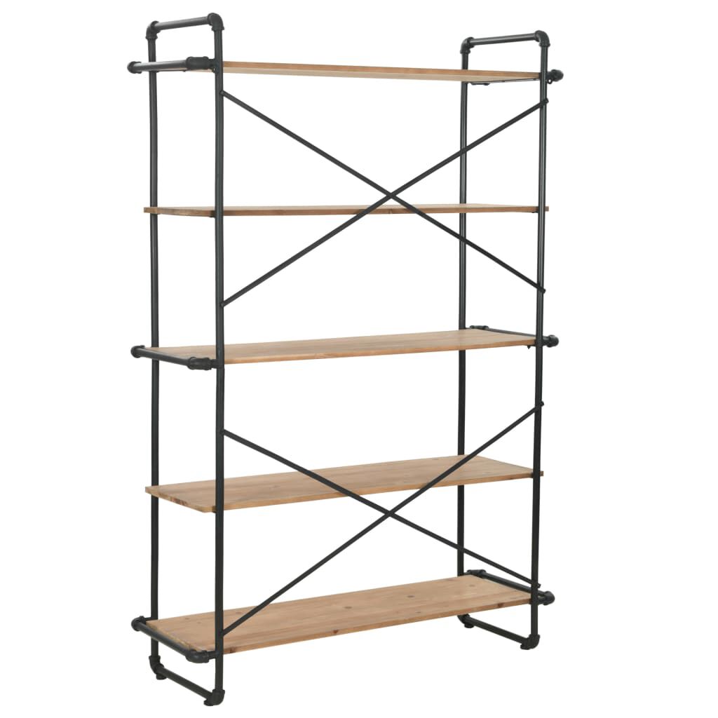 vidaXL Βιβλιοθήκη 120 x 42 x 180 εκ. από Μασίφ Ξύλο Ελάτης / Ατσάλι