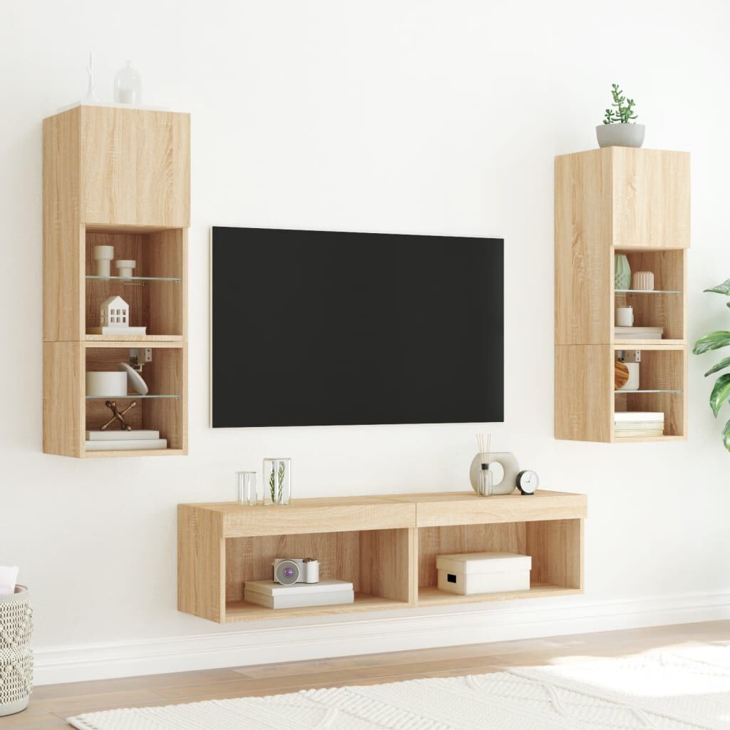 vidaXL Έπιπλα Τηλεόρασης με LED 2 τεμ. Sonoma Δρυς 60x30x30 εκ.