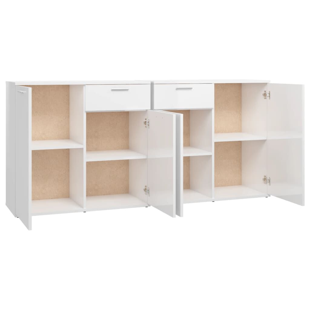 vidaXL Μπουφές Γυαλιστερό Λευκό 160 x 36 x 75 εκ. από Επεξ. Ξύλο