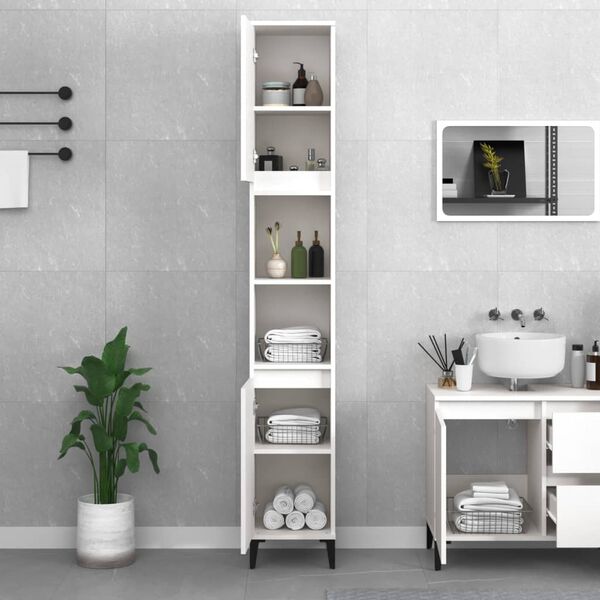 vidaXL Ντουλάπι Μπάνιου Λευκό 30 x 30 x 190 εκ. από Επεξεργασμένο Ξύλο