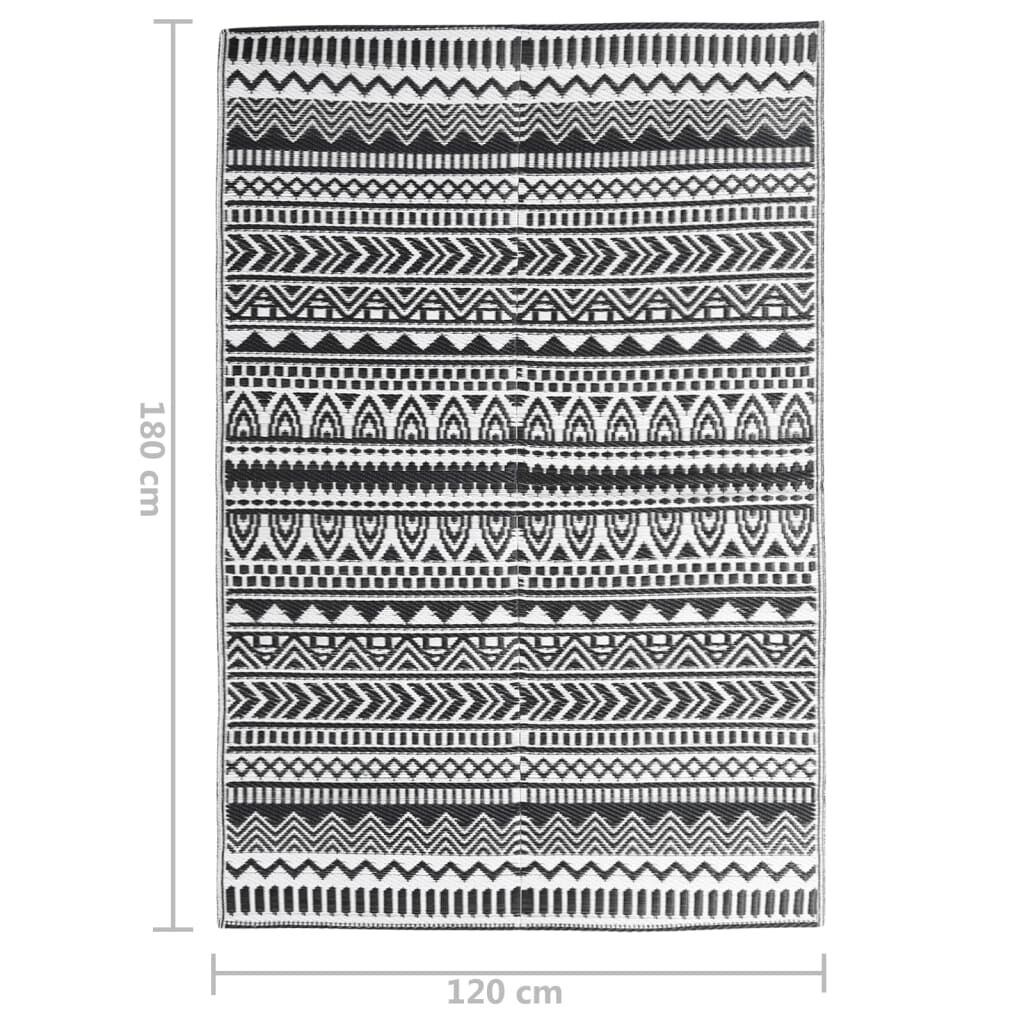 vidaXL Χαλί εξωτερικού χώρου ARAKIL Μαύρο 120x180 cm PP