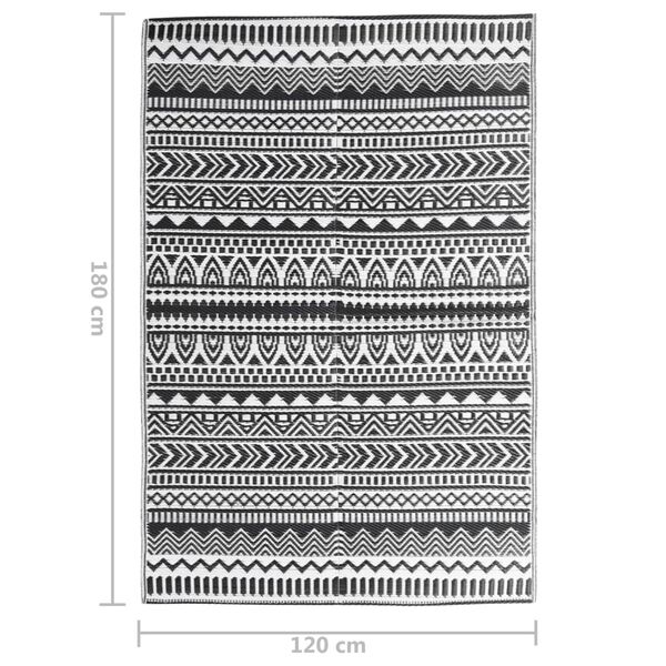 vidaXL Χαλί εξωτερικού χώρου ARAKIL Μαύρο 120x180 cm PP