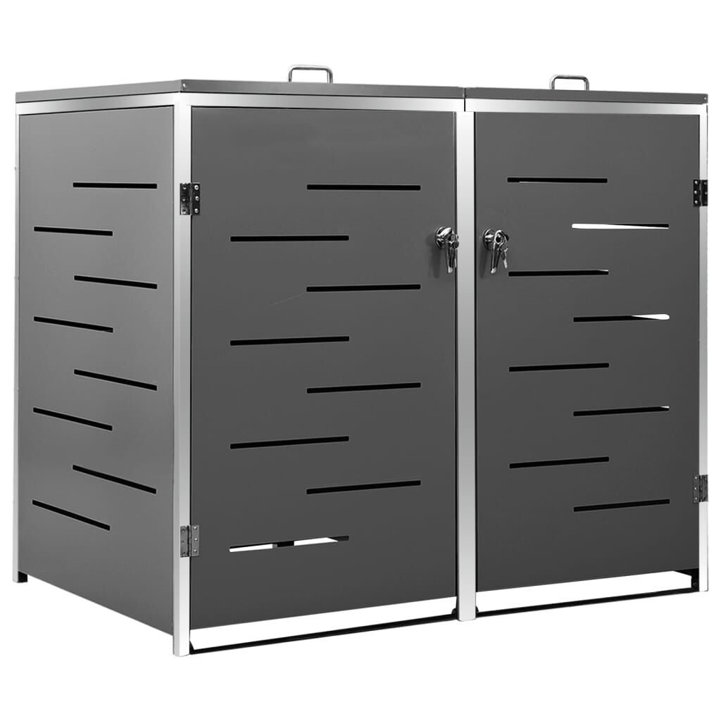 vidaXL Πλαίσιο Κάδων Απορρ. Διπλό με Ρόδες 138x77,5x112,5 εκ Αν. Ατσα.