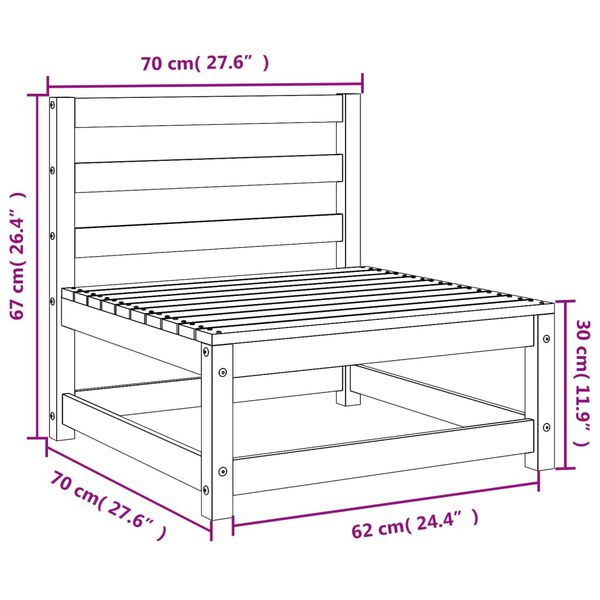 vidaXL Καναπέδες Κήπου Χωρ. Μπράτσα 3Τεμ Λευκοί 70x70x67εκ Μασίφ Πεύκο