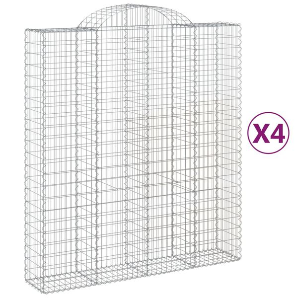 vidaXL Συρματοκιβώτια Τοξωτά 4 τεμ. 200x50x220/240 εκ. Γαλβαν. Ατσάλι