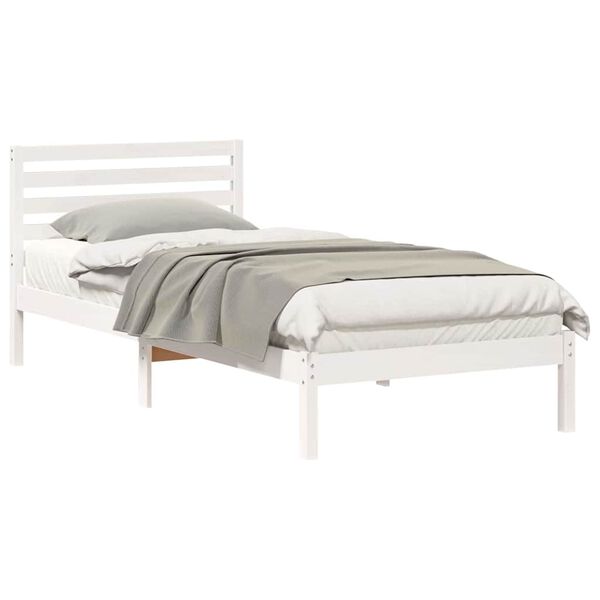 vidaXL Σκελετός Κρεβατιού Λευκό 80 x 220 cm Μασίφ ξύλο πεύκου