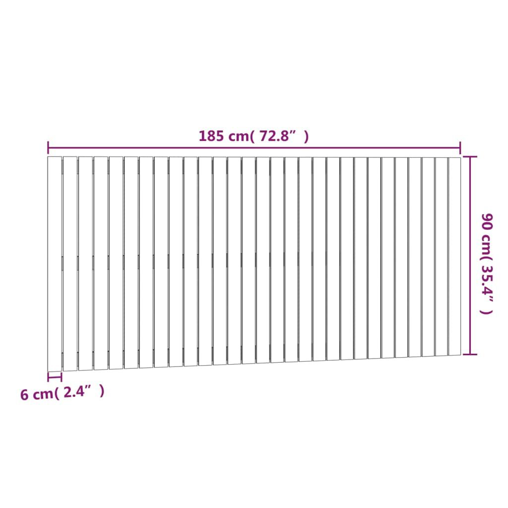 vidaXL Κεφαλάρι Τοίχου Λευκό 185x3x90 εκ. από Μασίφ Ξύλο Πεύκου