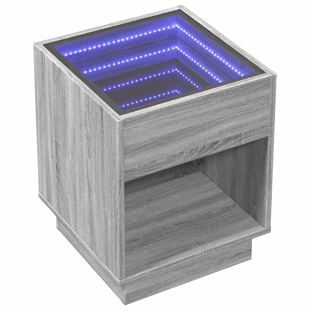 vidaXL Τραπεζάκι Άπειρο Φως LED Γκρι Sonoma 40x40x50 εκ.
