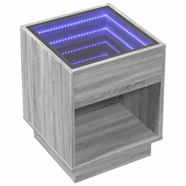 vidaXL Τραπεζάκι Άπειρο Φως LED Γκρι Sonoma 40x40x50 εκ.