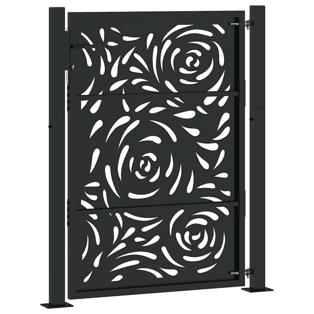 vidaXL Πύλη κήπου Μαύρη 105x130 cm Ατσάλινη φλόγα σχεδιασμού