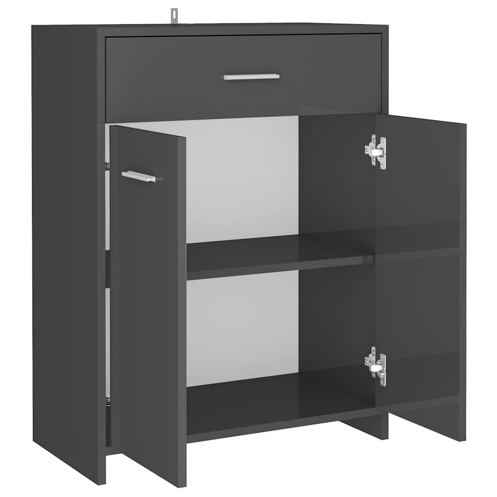 vidaXL Ντουλάπι Μπάνιου Γυαλιστερό Γκρι 60 x 33 x 80 εκ. Μοριοσανίδα