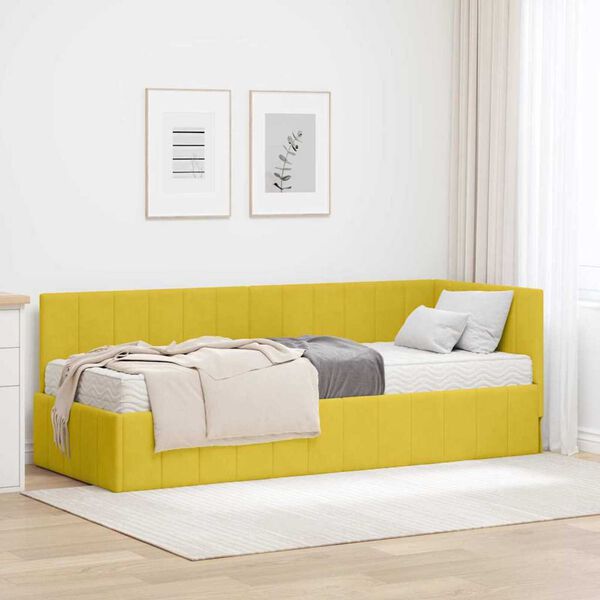 vidaXL Κρεβάτι Γωνίας με στρώμα Κίτρινο 80 x 200 cm Βελούδο