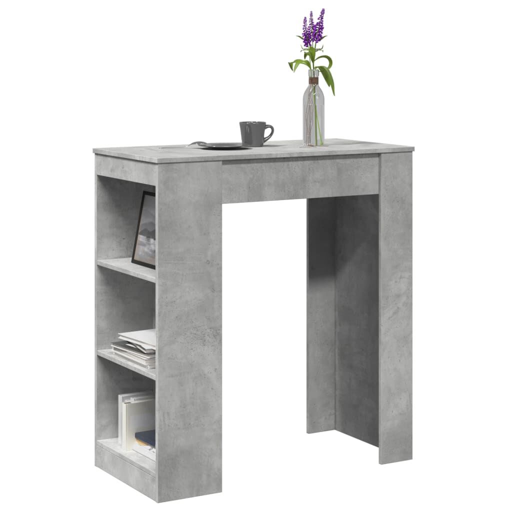 vidaXL Τραπέζι Μπαρ με Ράφια Γκρι Σκυρ. 95x47x103,5 εκ Επεξεργ. Ξύλο