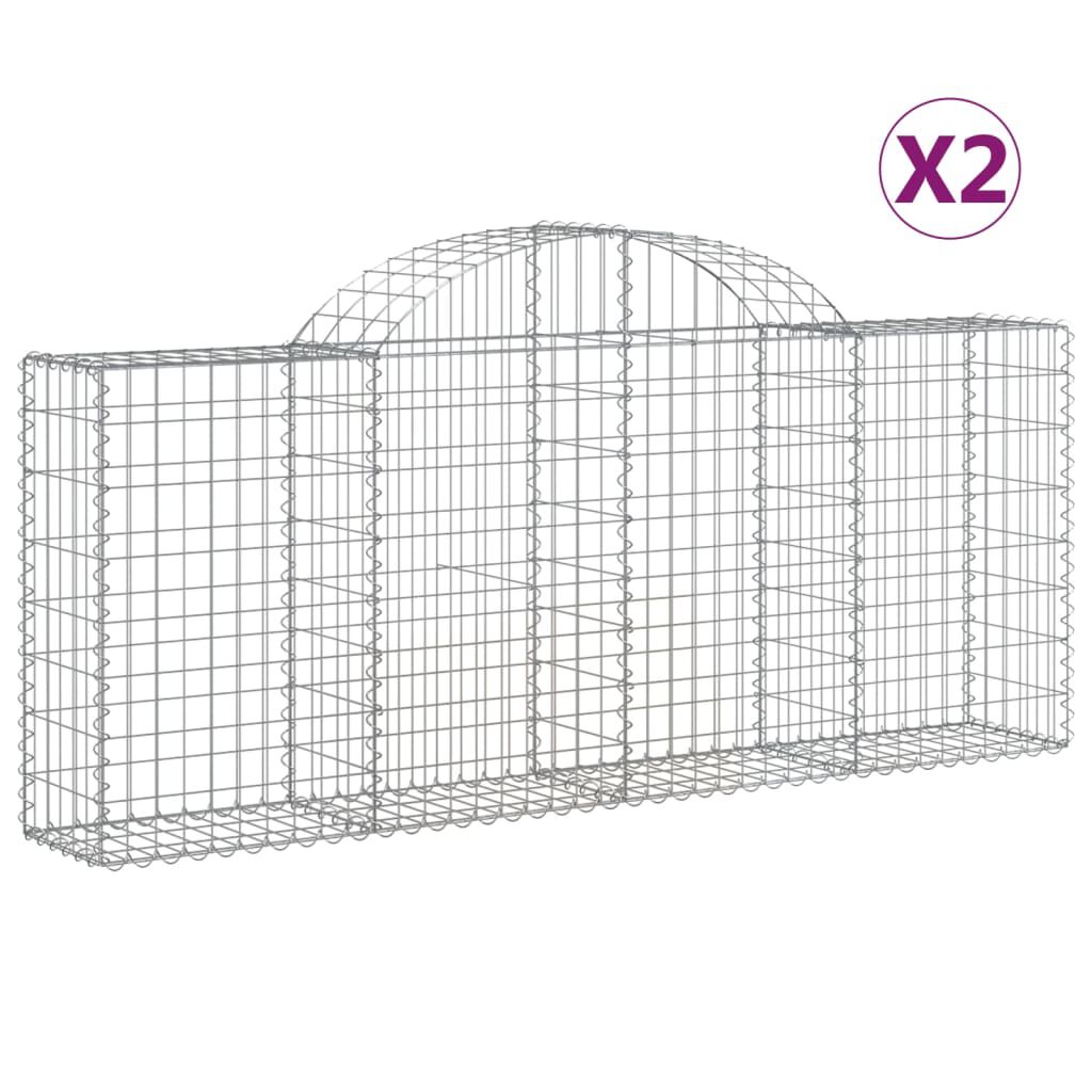 vidaXL Συρματοκιβώτια Τοξωτά 2 τεμ. 200x30x80/100 εκ. Γαλβαν. Ατσάλι
