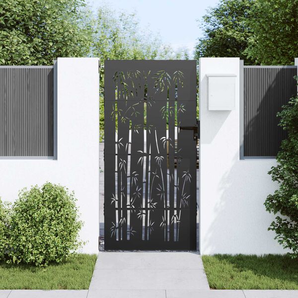 vidaXL Πύλη Κήπου Άλλο Μαύρο 105 x 175 cm Ατσάλι με Επικάλυψη Πούδρας