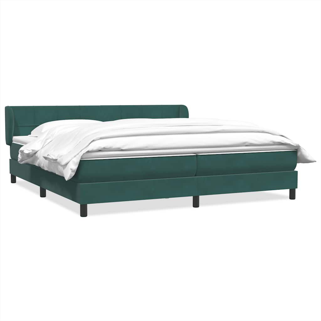 vidaXL Box Spring Κρεβάτι με στρώματα Σκούρο πράσινο Βελούδινο