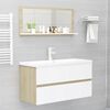 vidaXL Καθρέφτης Μπάνιου Λευκό/Sonoma Δρυς 90x10,5x37 εκ. Μοριοσανίδα