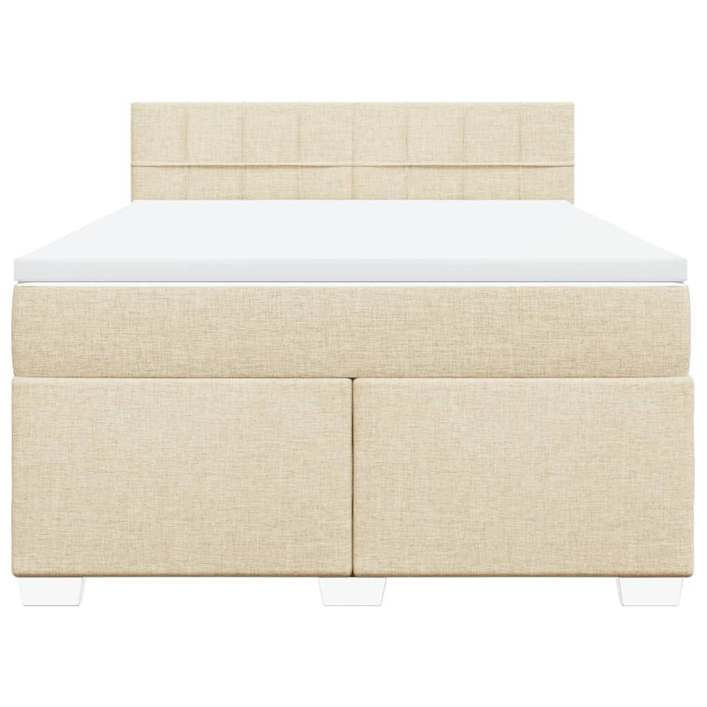 vidaXL Κρεβάτι Boxspring με Στρώμα Κρεμ 140x190 εκ. Υφασμάτινο
