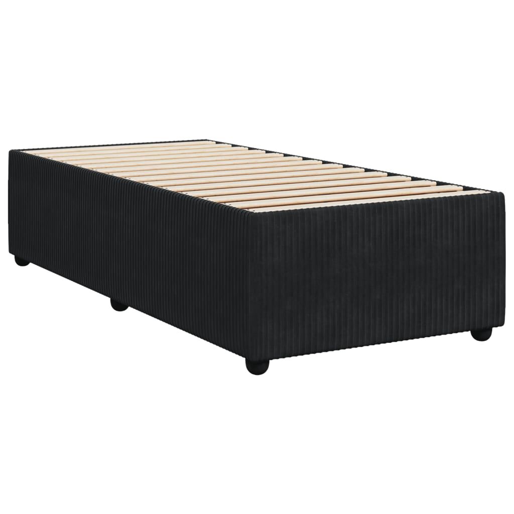 vidaXL Κρεβάτι Boxspring με Στρώμα Μαύρο 80 x 200 εκ. Βελούδινο