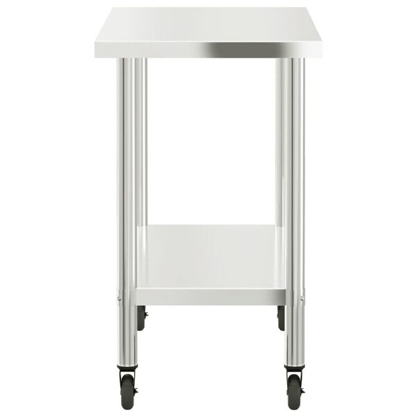 vidaXL Πάγκος Εργασίας Κουζίνας με Ροδάκια 110x55x85 εκ. Ανοξ. Ατσάλι