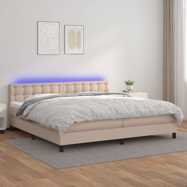 vidaXL &Kappa;&rho;&epsilon;&beta;ά&tau;&iota; Boxspring &Sigma;&tau;&rho;ώ&mu;&alpha;&LED &Kappa;&alpha;&pi;&omicron;&upsilon;&tau;&sigma;ί&nu;&omicron; 200x200 &epsilon;&kappa;. &Sigma;&upsilon;&nu;&theta;. &Delta;έ&rho;&mu;&alpha;
