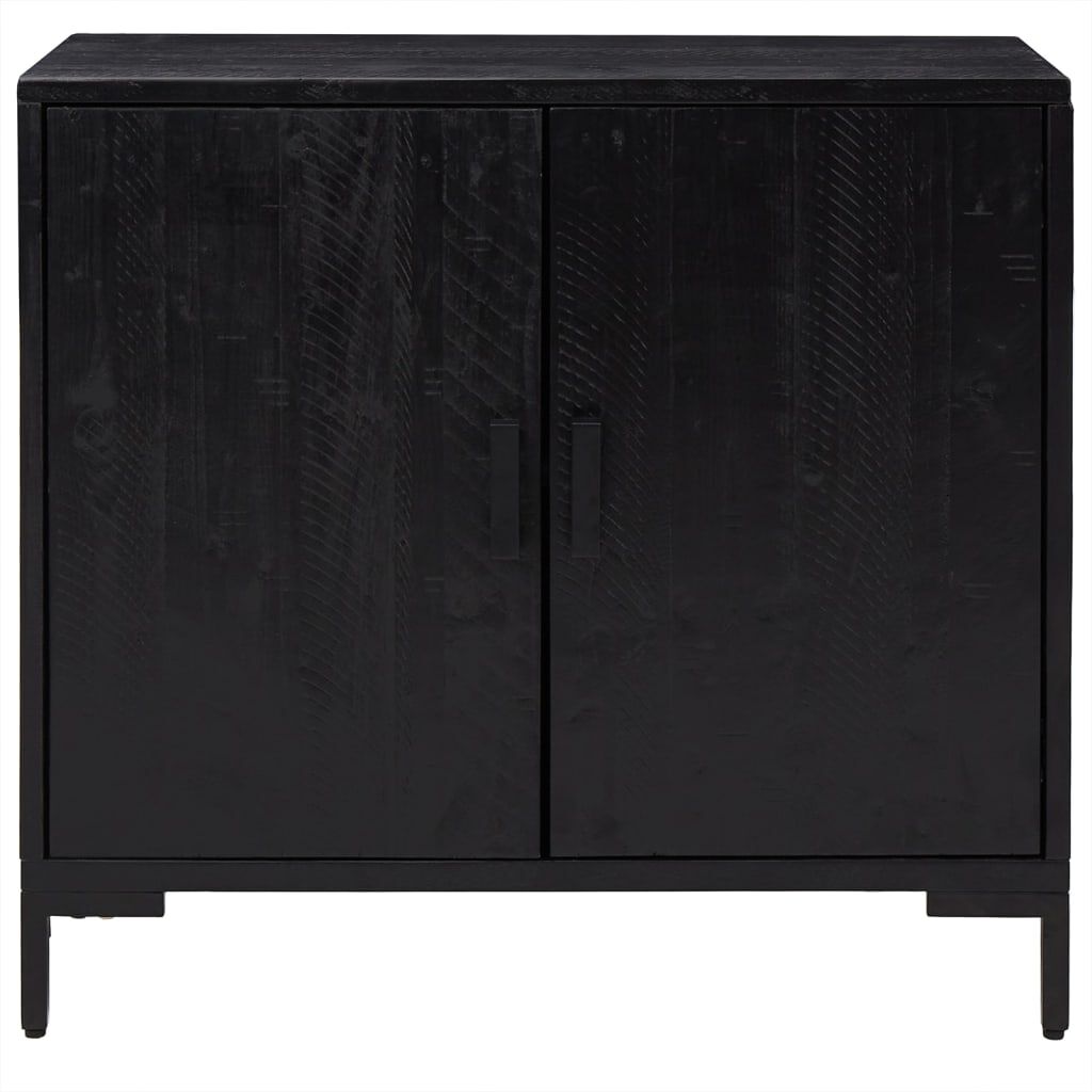 vidaXL Ντουλάπι Μαύρο 75 x 35 x 70 εκ. από Μασίφ Ξύλο Πεύκου