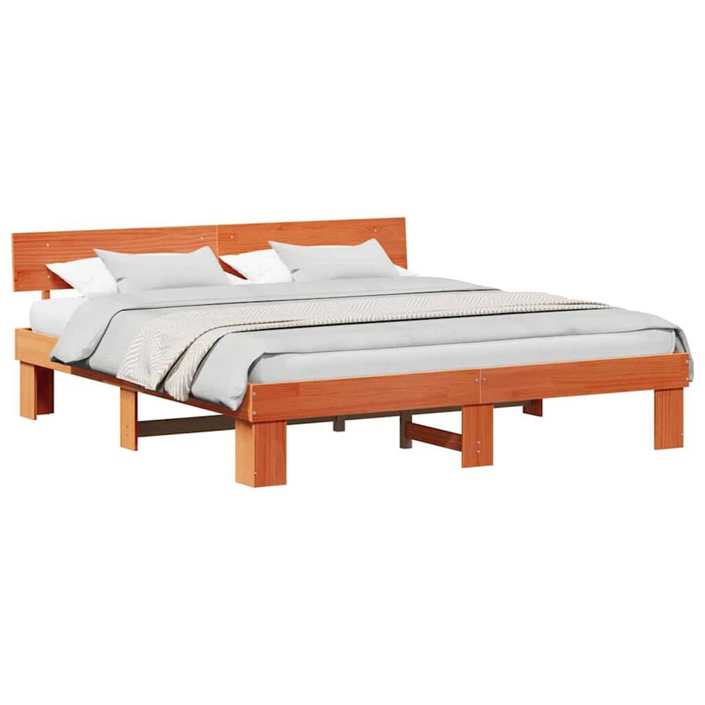 vidaXL Σκελετός Κρεβατιού Καφέ κεριού 180 x 200 cm Μασίφ ξύλο πεύκου