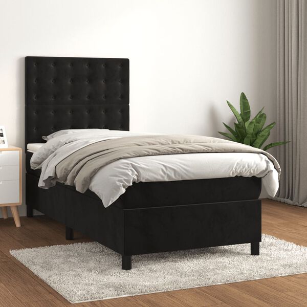 vidaXL &Kappa;&rho;&epsilon;&beta;ά&tau;&iota; Boxspring &mu;&epsilon; &Sigma;&tau;&rho;ώ&mu;&alpha; &Mu;&alpha;ύ&rho;&omicron; 100x200 &epsilon;&kappa;. &Beta;&epsilon;&lambda;&omicron;ύ&delta;&iota;&nu;&omicron;