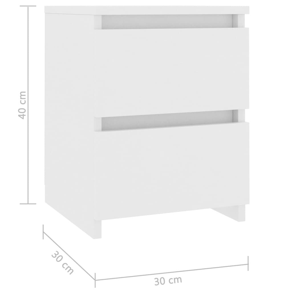 vidaXL Κομοδίνο Λευκό 30 x 30 x 40 εκ. από Επεξ. Ξύλο
