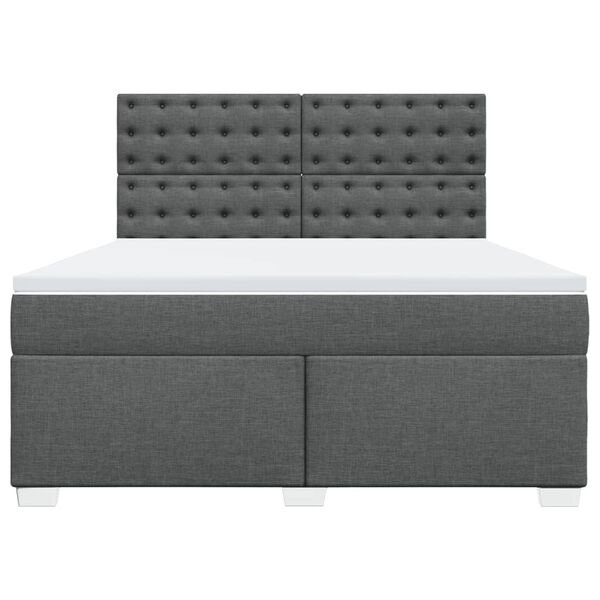 vidaXL Κρεβάτι Boxspring με Στρώμα Σκούρο Γκρι 180x200 εκ Υφασμάτιν