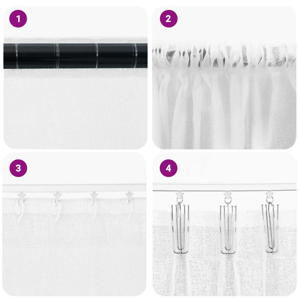 vidaXL Κουρτίνες με κουρτίνες 2 pcs Λευκό 140 x 260 εκ. Πολυεστέρας