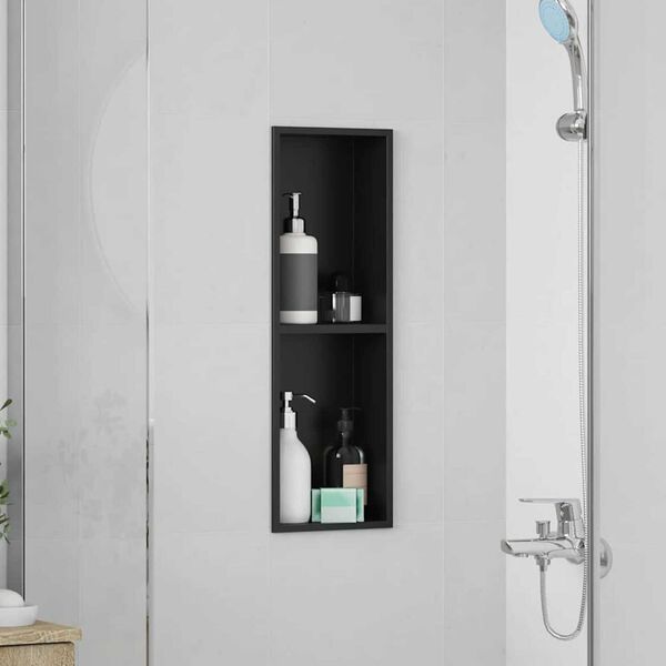 vidaXL Νίτσα Μπάνιου Μαύρο 60 x 20 x 9.5 εκ Ανοξείδωτο ατσάλι