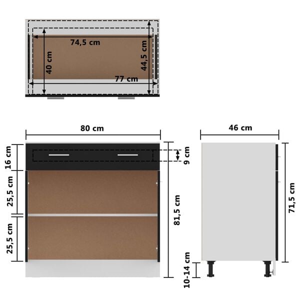 vidaXL Ντουλάπι με Συρτάρι Lyon Μαύρο 80x46x81,5 εκ. Επεξ. Ξύλο