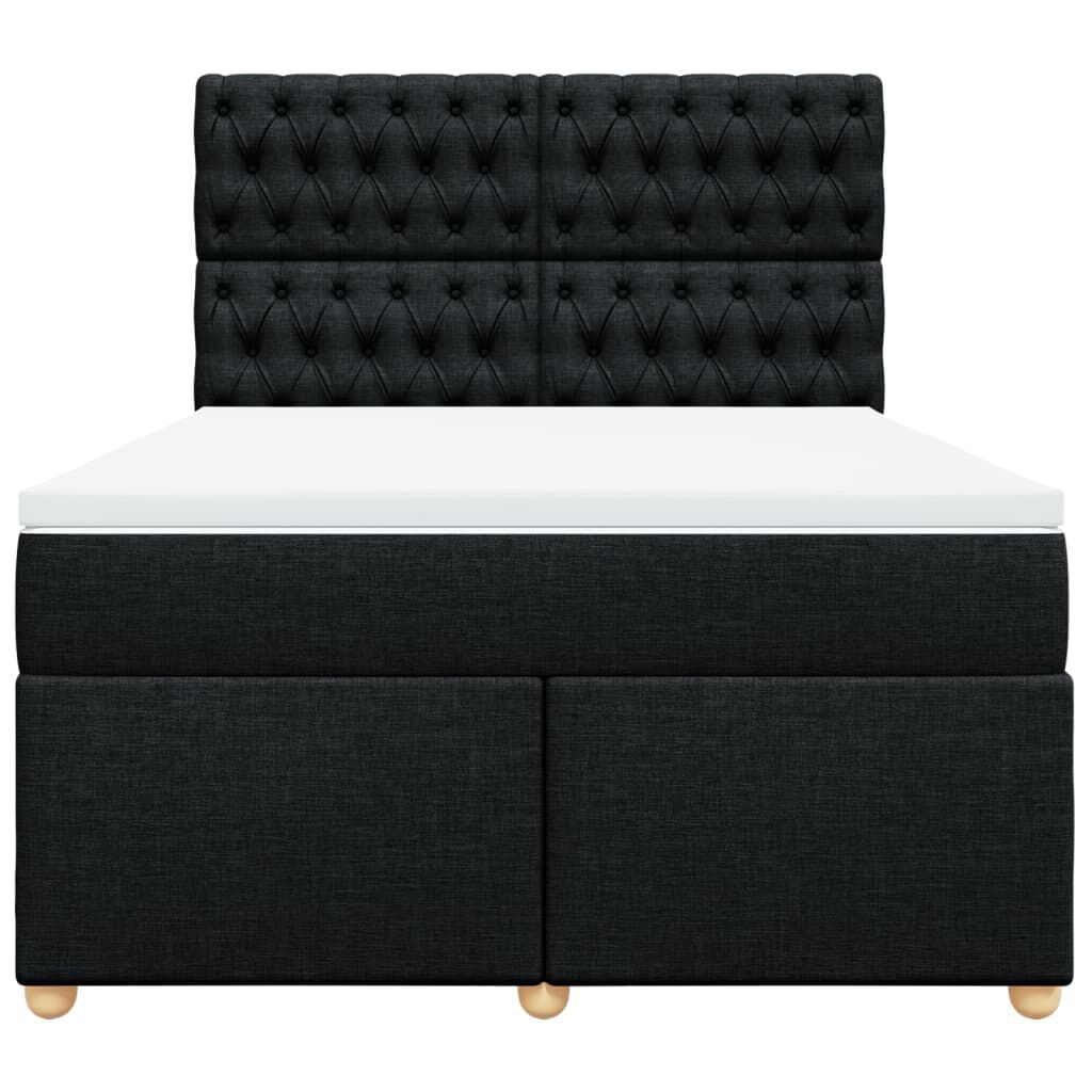 vidaXL Κρεβάτι Boxspring με Στρώμα Μαύρο 160x200 εκ. Υφασμάτινο