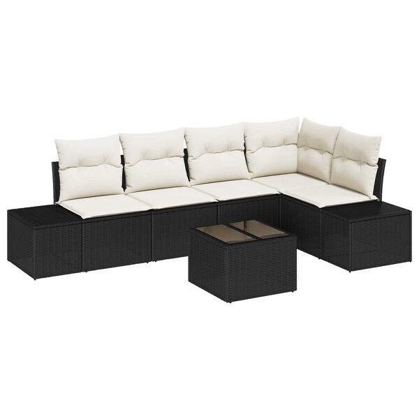 vidaXL Σετ Καναπέ Κήπου 6 pcs Μαύρο Πολυ ράταν