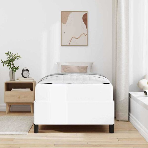 vidaXL Σκελετός κρεβατιού με στρώμα Λευκό 100 x 200 cm Τεχνητό δέρμα