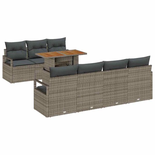 vidaXL Σετ Καναπέ Κήπου με αποθήκευση 8 pcs Γκρι Πολυ ράταν