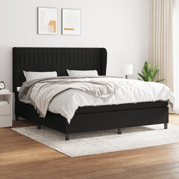 vidaXL &Kappa;&rho;&epsilon;&beta;ά&tau;&iota; Boxspring &mu;&epsilon; &Sigma;&tau;&rho;ώ&mu;&alpha; &Mu;&alpha;ύ&rho;&omicron; 160x200 &epsilon;&kappa;. &Upsilon;&phi;&alpha;&sigma;&mu;ά&tau;&iota;&nu;&omicron;