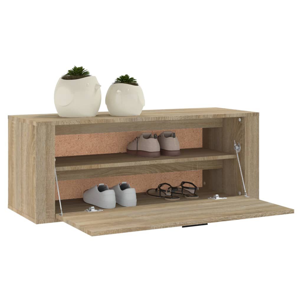 vidaXL Παπουτσοθήκη Επιτοίχια Sonoma Δρυς 100x35x38εκ Επεξ. Ξύλο