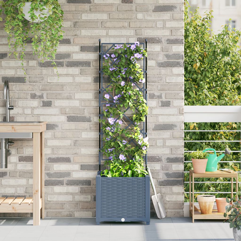 vidaXL Γλάστρα Κήπου με Πέργκολα Ανοιχτό Γκρι 40x40x143 εκ